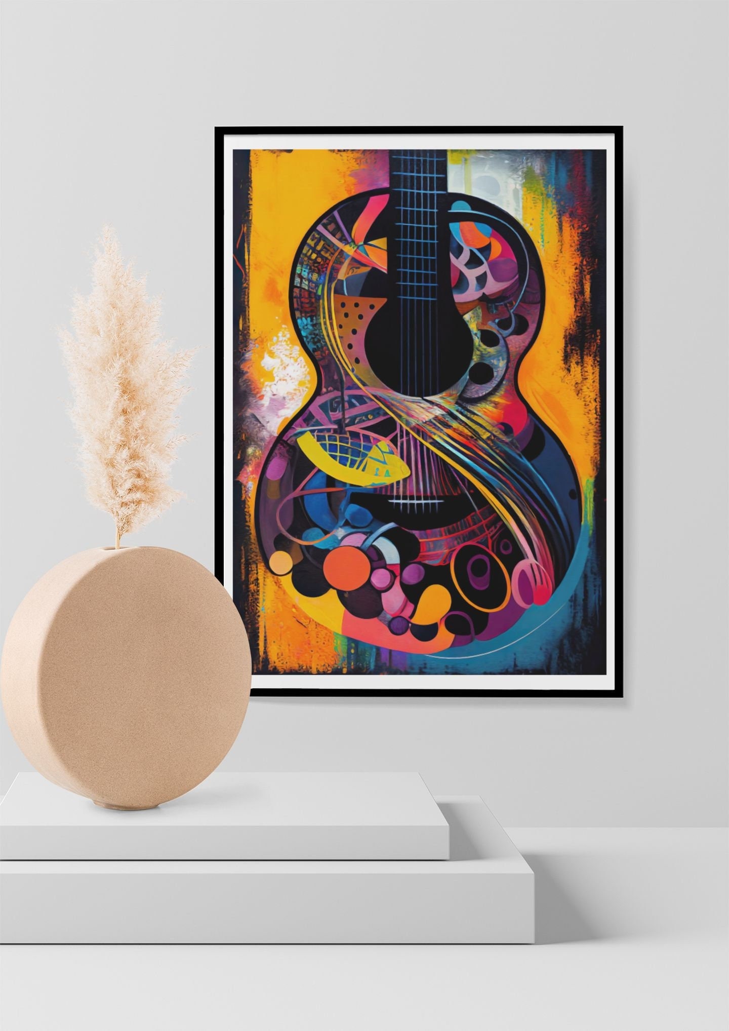 Abstract Guitar, Painting, Music Instrument, Watercolour