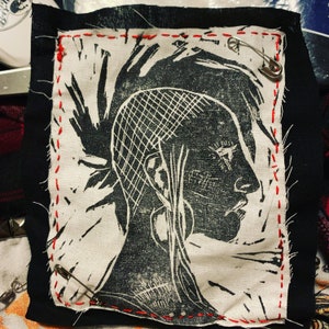 Mowhawk Grrrl Relief Printed Patch