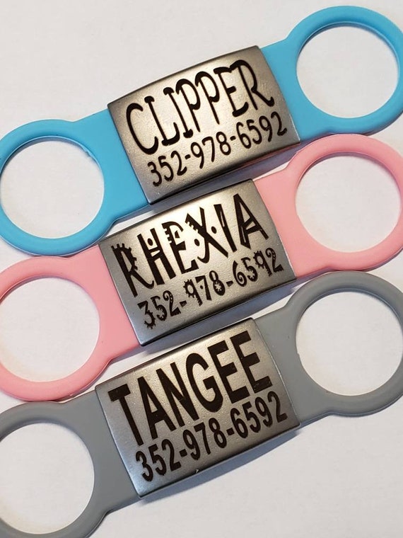 Established proven Vendor of Silent Dog ID Tag Silicone Stainless Slides On Personalized Lays Flat Guaranteed Not to Rub Off Etsy