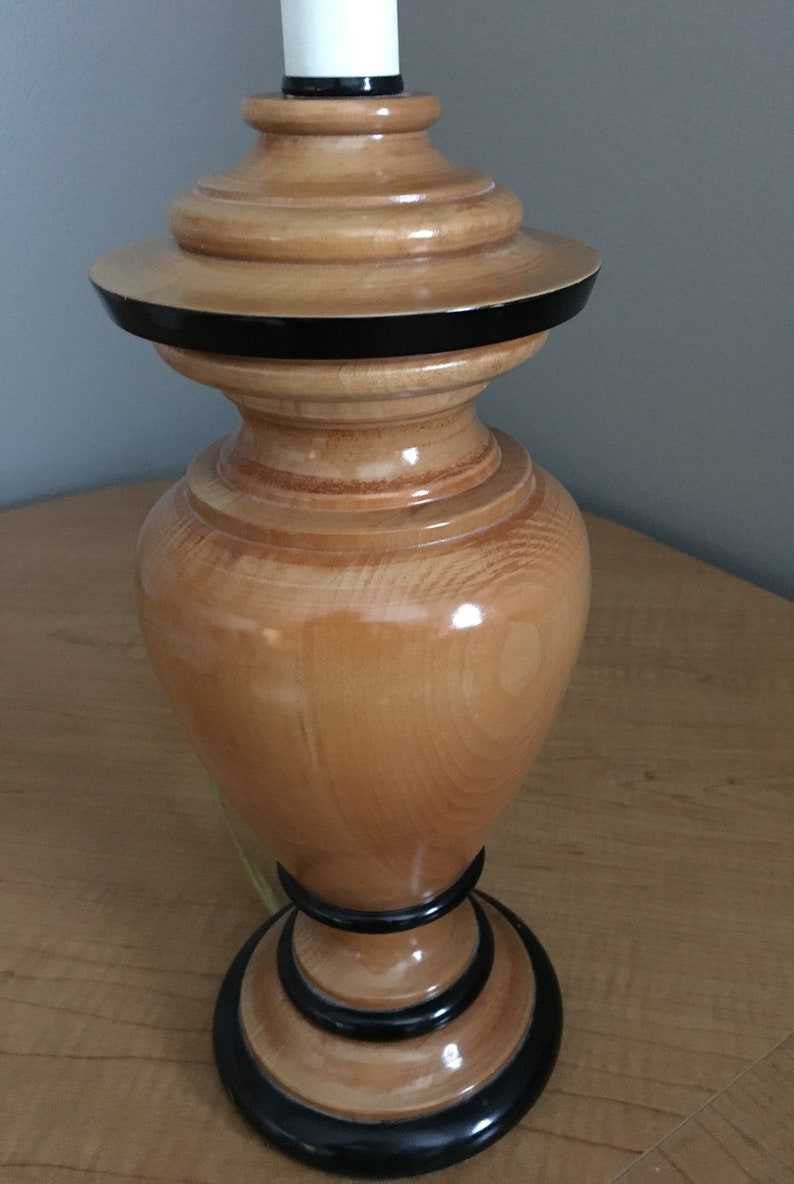 Vintage Maple Wood Table Lamp Shade not incl.