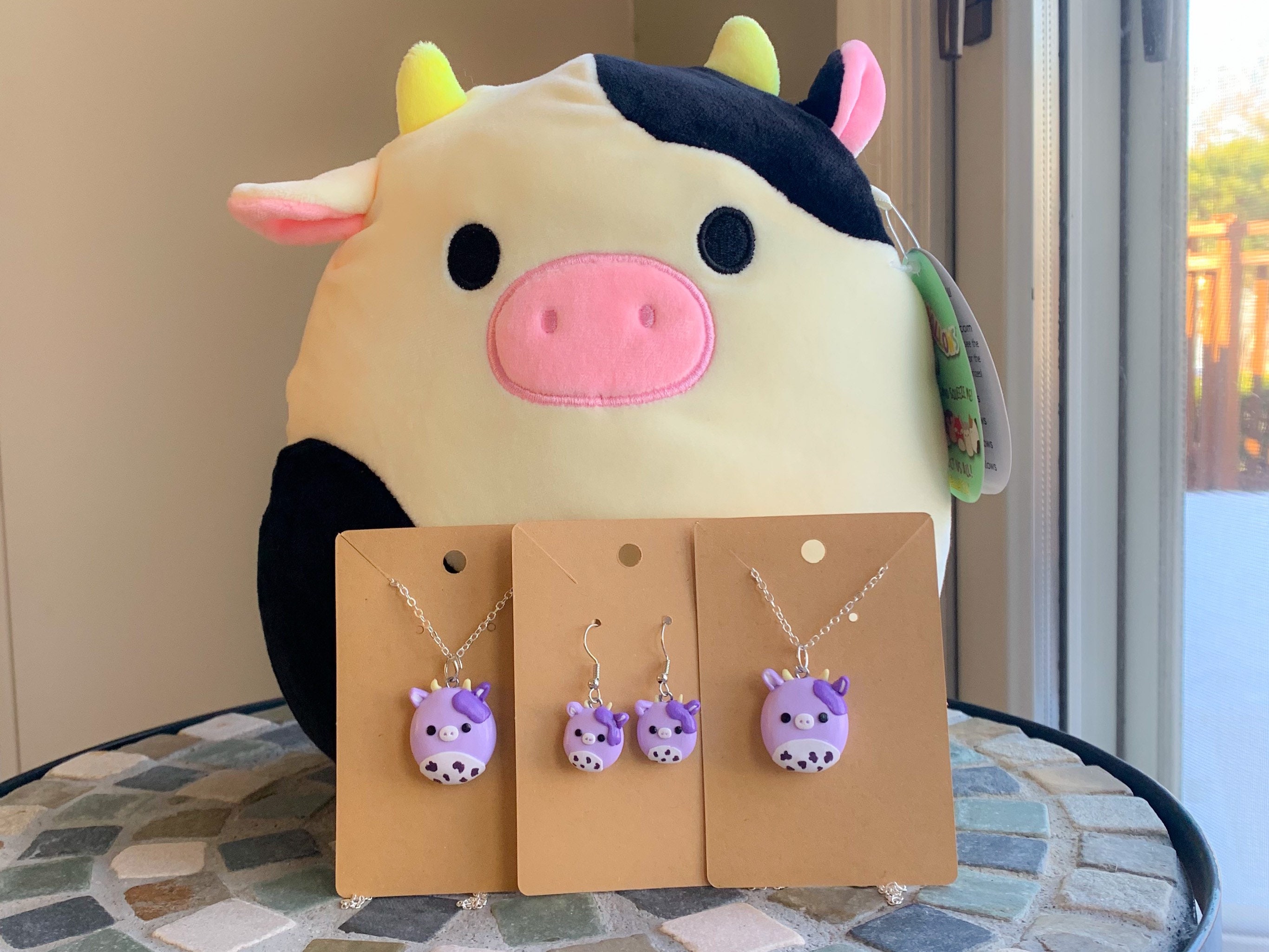Bubba the Purple Cow Polymer Clay Charm Squishmallow Earrings | Etsy