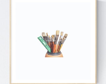 Paintbrushes Print / Art Print / Color Square Wall Hanging