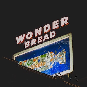 Wonder Bread Print / Memphis Icon Photograph / Old Neon Sign Wall Art
