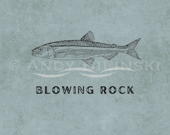 Blowing Rock North Carolina Print / Blowing Rock Fishing / NC Mountains Wall Art