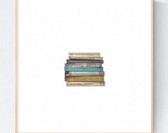 Book Art Print / Book Stack Square Print / Minimalist Home Decor