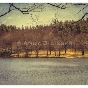 Blowing Rock North Carolina Print / Bass Lake Photograph / Season Change Print / Textured Wall Art / Nc Landscape Print