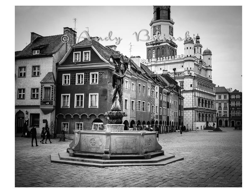 Poznan Poland Print City Photography Black and White Photo Statue Etsy