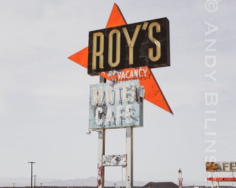 Vintage Road Sign Photograph, Route 66, California,  Home Wall Decor, Print,  Cafe, Motel Photo