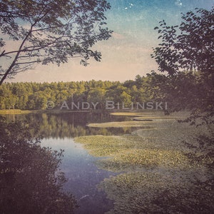 Bass Lake Print / Blowing Rock North Carolina Print / NC Mountains wall art / Textured wall Decor