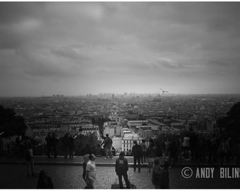Paris Print |  Montmartre Sacré-Coeur | Black and White photography | Bird Watching | Wall Art