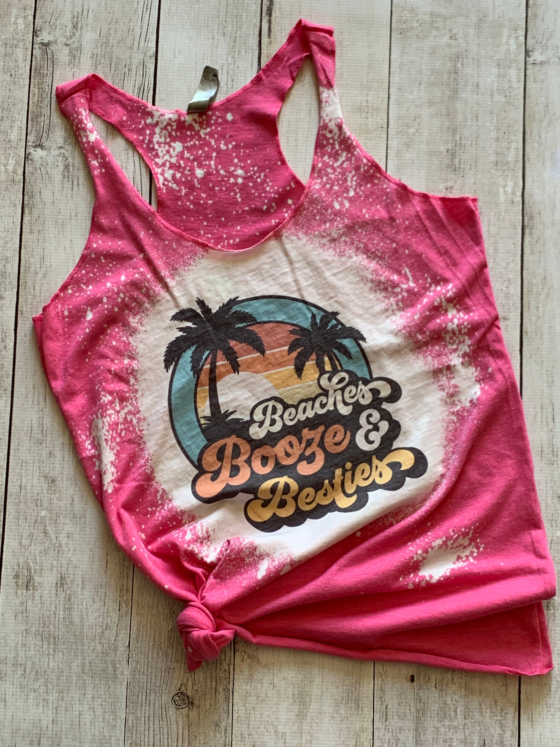 Beaches Booze and Besties Tank Bleached Tank Girls Trip | Etsy
