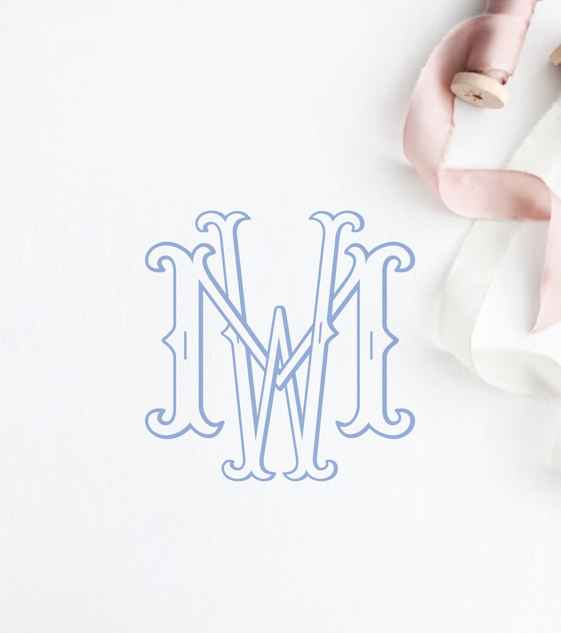 Interlocking Two Letter Monogram Classic Traditional Blue and | Etsy