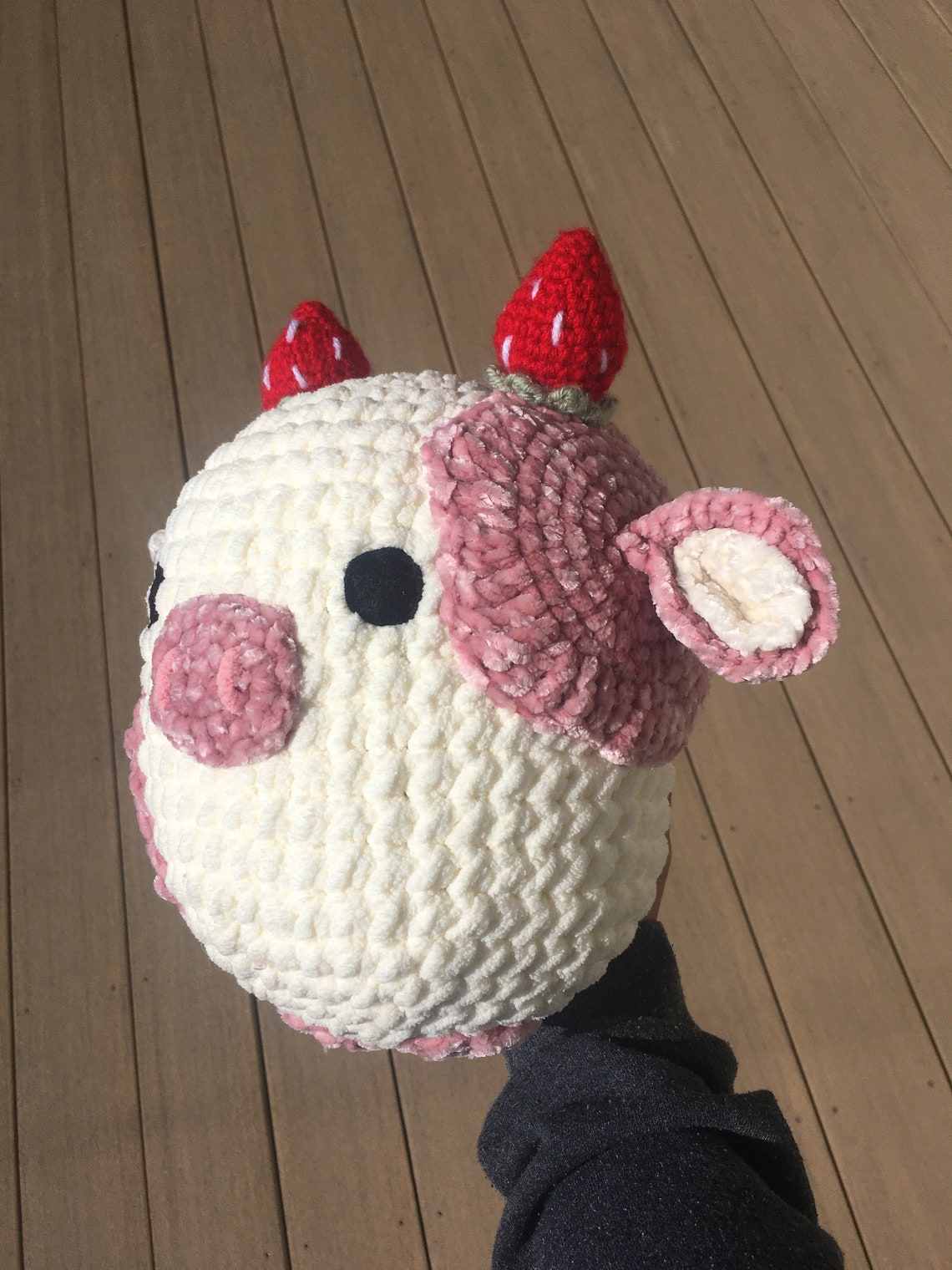 Made to Order Strawberry Cow Squishmallow Crochet Strawberry Etsy