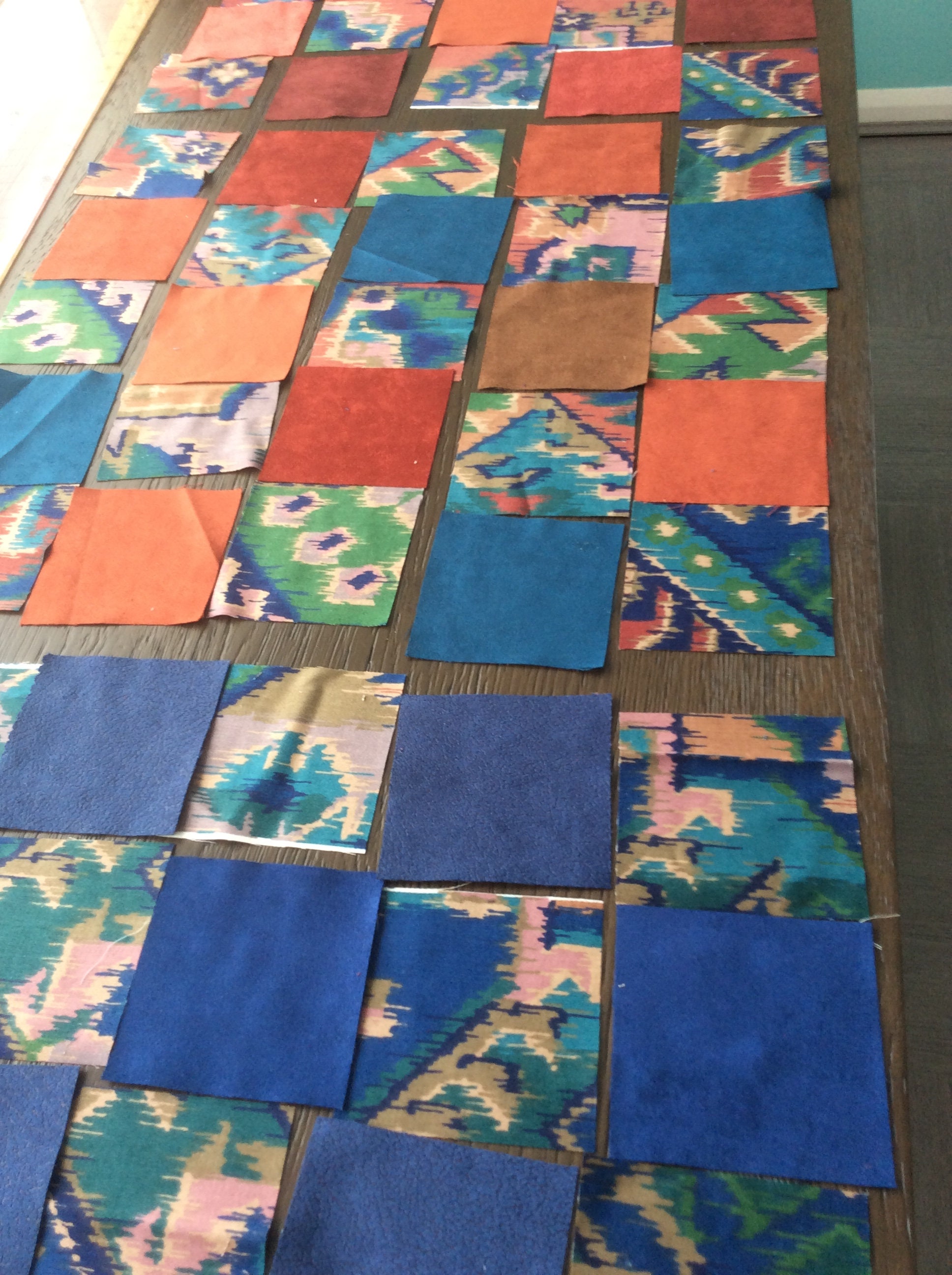 Patchwork cushion covers blue and terracotta Grey and Etsy