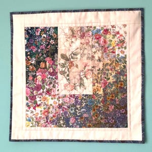 Wall hanging 17”x17”, patchwork table centre, fabric art
