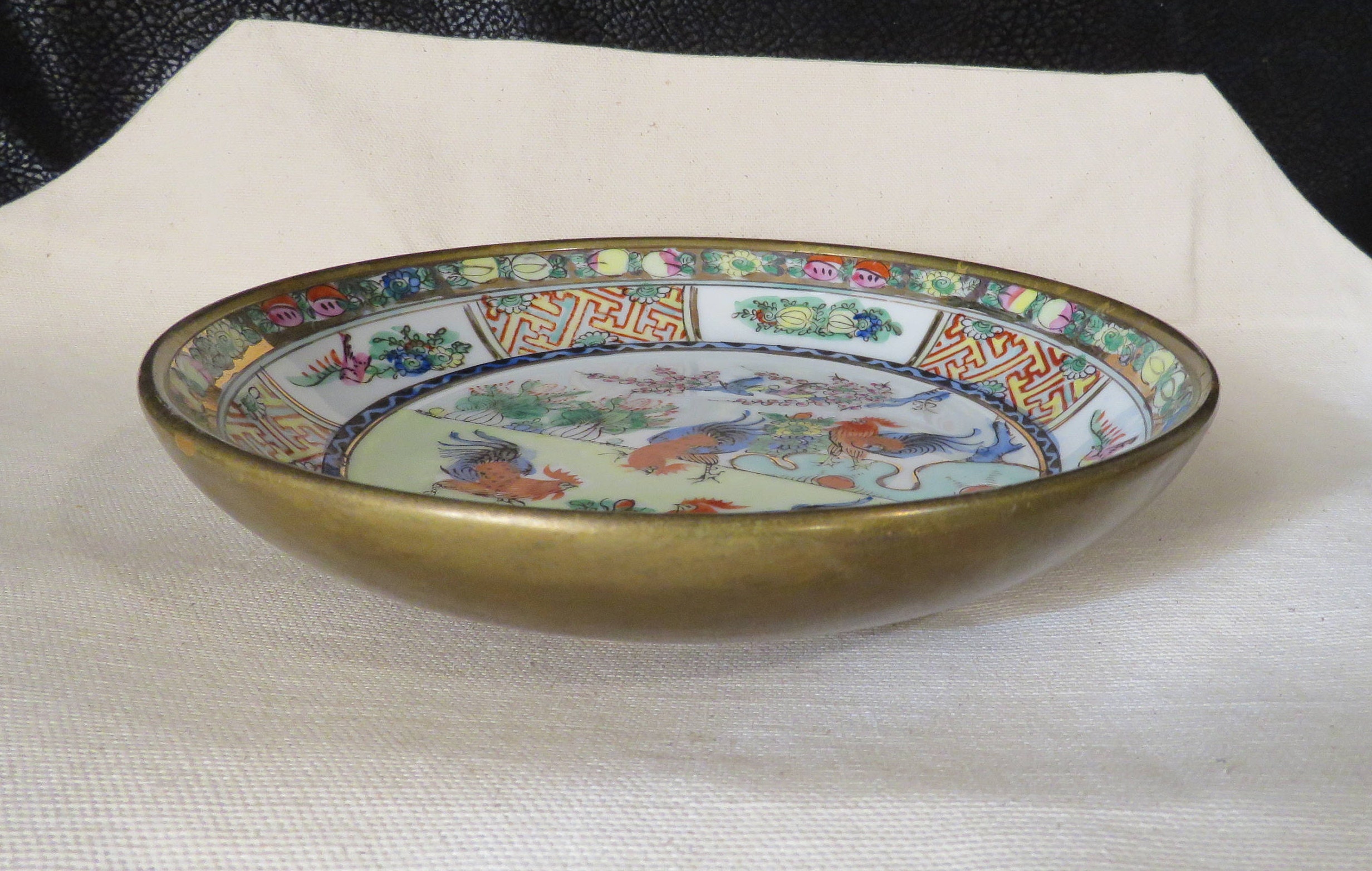 Chinese Rooster Plate Four Roosters Decorated in Hong Kong Etsy