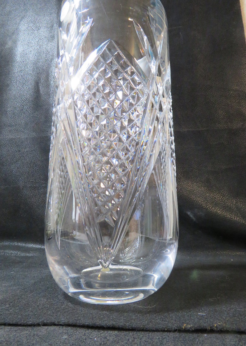 Astral Full Lead Hand Made Crystal Vase Made in Korea 12 Tall 5 1/4