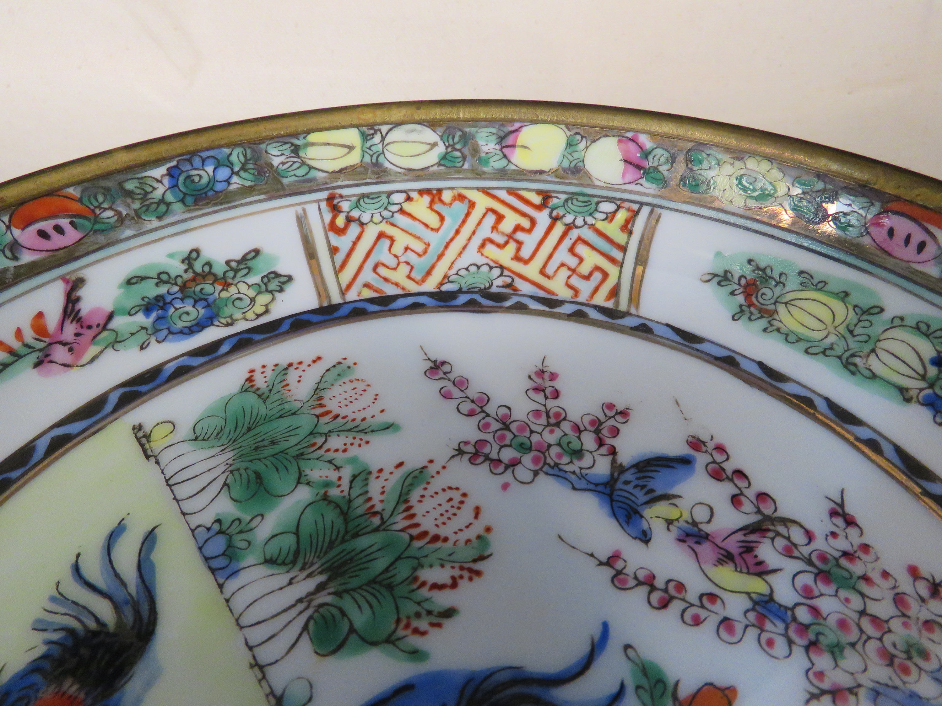 Chinese Rooster Plate Four Roosters Decorated in Hong Kong Etsy