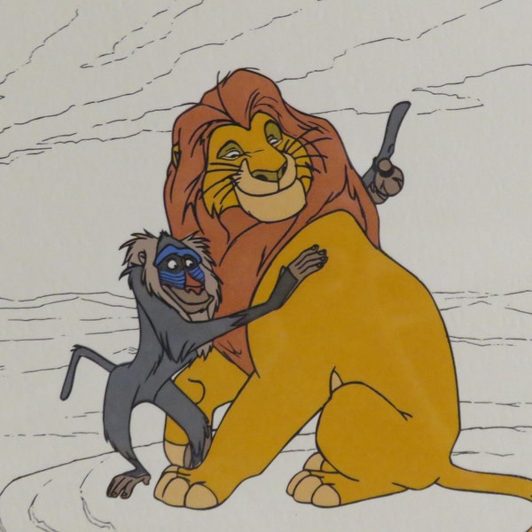 Oeuvre d'art Trésors Disney 1994 - Le Roi Lion 1994 - Mufasa et Rafiki forgent un lien pour la vie - Sérigraphie - Certificat d'authenticité