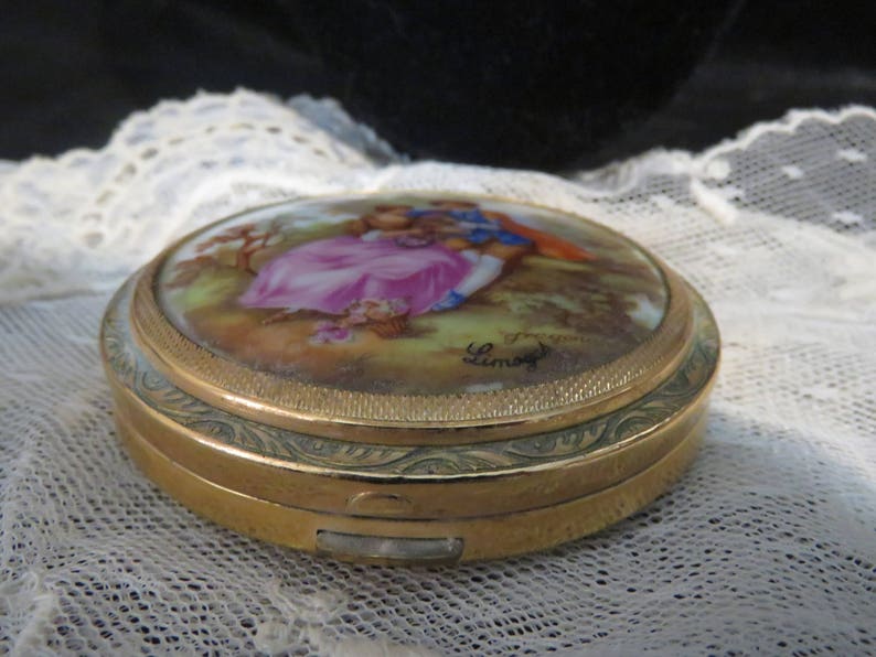Vintage Limoges Powder Compact and Mirrored Lipstick Holder Etsy