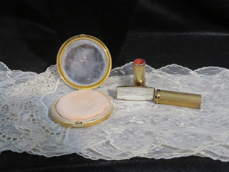 Vintage Limoges Powder Compact and Mirrored Lipstick Holder Etsy