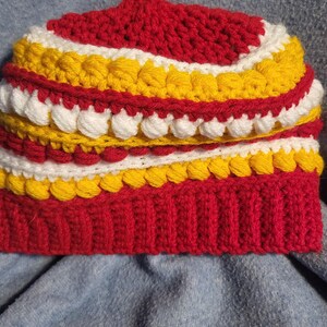 Handmade Winter stocking hat/Beanie. Pattern by of mars.