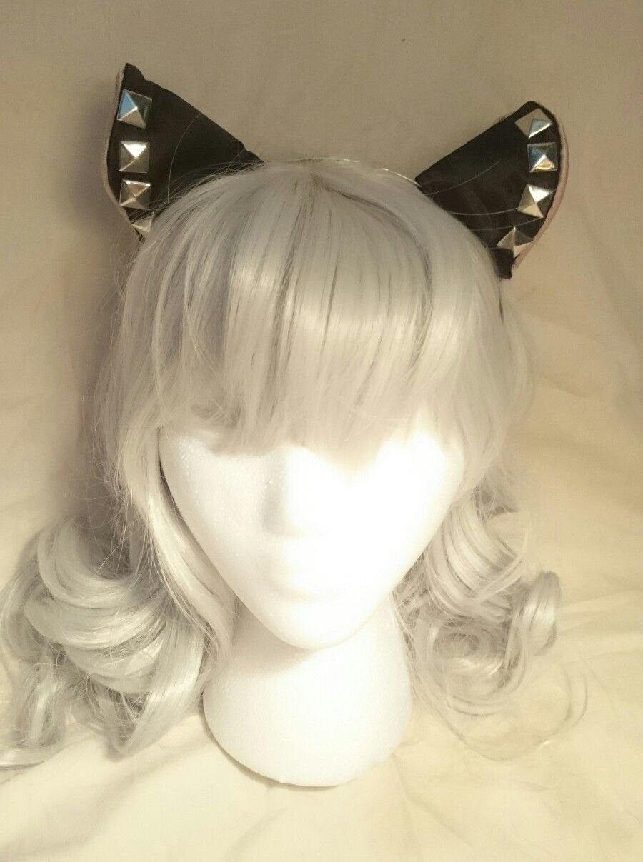Black SLEEK studded cat ears neko ears punk emo cosplay Etsy