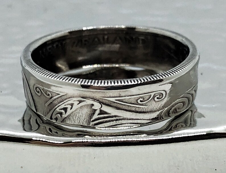 Maori New Zealand 10 c Coin Ring affordable wedding band engagement mens womens honeymoon All Blacks rugby team antique Victorian