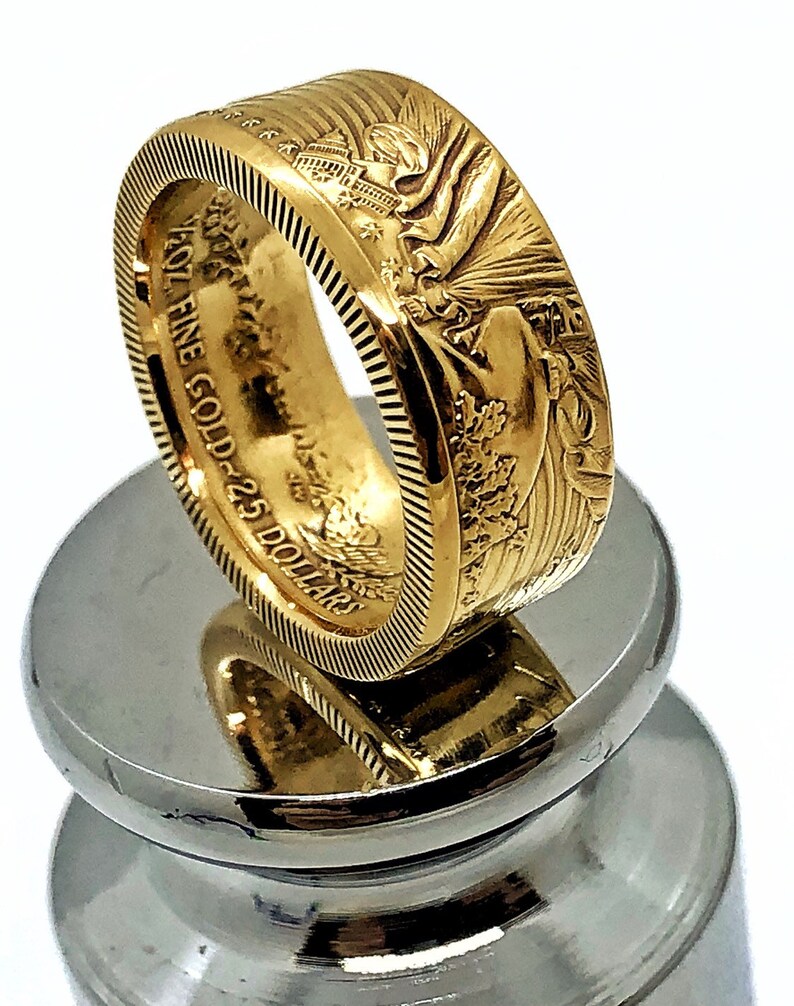 American Coin Gold 22k Eagle Ring Mens Womens Vintage Weddings Etsy