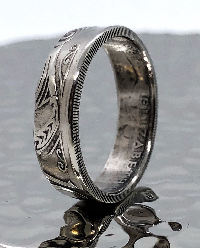 Maori New Zealand 10 c Coin Ring affordable wedding band engagement mens womens honeymoon All Blacks rugby team antique Victorian