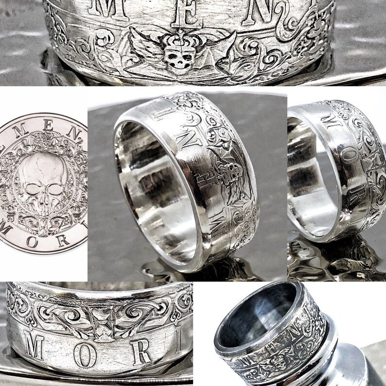 Memento Mori Silver Ring Custom sterling SILVER Men's Etsy