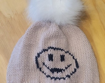 Smiley Face Hat Knitting Pattern- Knitted Beannie