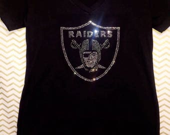 Oakland Raiders Rhinestone V-neck top