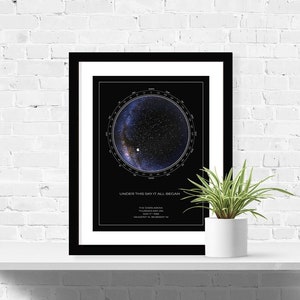 Custom Star Map, Personalized Gift, Night Sky Star Map, Under the Stars Print, Celestial Gift, Night We Met Gift, BLACK FRAMED & MATTED