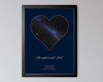 Custom Star Map, The Real Night Sky, Constellation Map, Custom Poster, Personalized Gift, Custom Gift, Heart Shape Map, DIGITAL DOWNLOAD