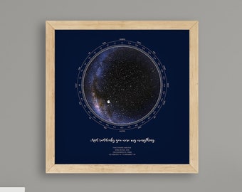 Last Minute Valentine's Day Gift Ideas, Custom Star Map in SQUARE Design, Under the Stars Print, Celestial Gift, 24 hr Rush DIGITAL DOWNLOAD