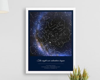 Custom Star Map, Personalized Gift, Unique Gift for Valentine, Celestial Gift, Night Sky Print, Romantic Gift, Square Style | PRINTED POSTER