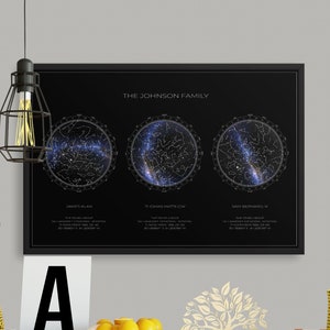 Custom Star Map  Personalized Mother's Day Gift  Romantic Gift  Night Sky Star Map  Celestial Gift  Custom Star Map 3in1  PRINTED POSTER