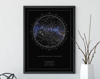 Custom Star Map, Customized Celestial Map, Chart Your Special Moment, Custom Star Map Poster for Special Events, Sky Map Art, PRINTED POSTER