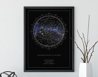 Custom Star Map, Mother's Day Gift, Personalized Gift for Mom, Night Sky Star Map, Under the Stars Print, Celestial Gift, BLACK FRAMED