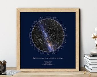 Custom Star Map for Valentine's Day, Customizable Star Map, Personalized Gift, Unique Custom Gift Ideas, Square Design | PRINTED POSTER