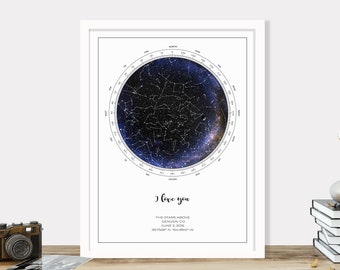 Custom Star Map, Personalized Gift, Night Sky Star Map, Under the Stars Print, Anniversary Gift, Wedding Gift, PRINTED POSTER