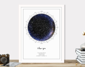 Custom Star Map, Valentine's Day Gift, Romantic Personalized Gift, Night Sky Star Map, Under the Stars Print, Celestial Gift, PRINTED POSTER