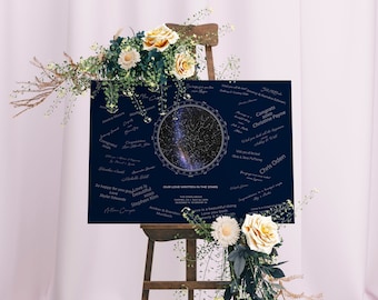 Unique Wedding Guestbook, Custom Star Map Wedding Guest Book Alternative, Night Sky Celestial Wedding Idea, Landscape | PRINTED POSTER