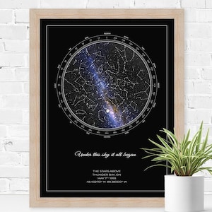 Custom Star Map: Realistic Night Sky in a Natural Wood Frame