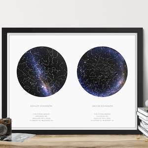 Carte du ciel personnalisée 2 en 1 : idées cadeaux de dernière minute : carte du ciel minimaliste, cadeau céleste, carte du ciel nocturne, décoration d'intérieur TÉLÉCHARGEMENT NUMÉRIQUE RUSH 24 heures sur 24