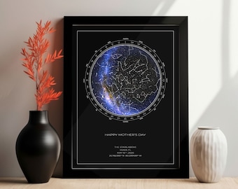 Custom Star Map, Celestial Gift, Night We Met Gift, Star Map by Date, Mother's Day Gift Ideas, Unique Gift for Mom, Under the Stars