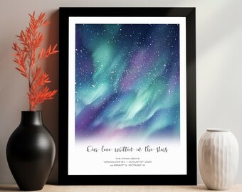 Custom Star Map, Aurora Star Map, Night We Met Gift, Night Sky Print, Mother's  Day Gift, Personalized Gift for Mom, Gift for Mother