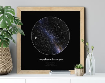 Minimalist Custom Star Map, Valentine's Day Gift, Gift Ideas for Wife, Gift for Husband, Personalized Gift, Celestial Gift | SQUARE PRINT