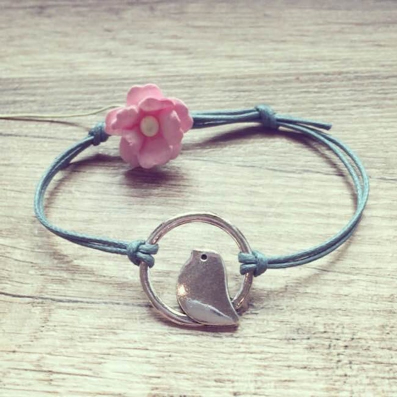 blogger statement, Bird circle bracelet bracelet in petrol silver stainless steel bird in a circle vintage